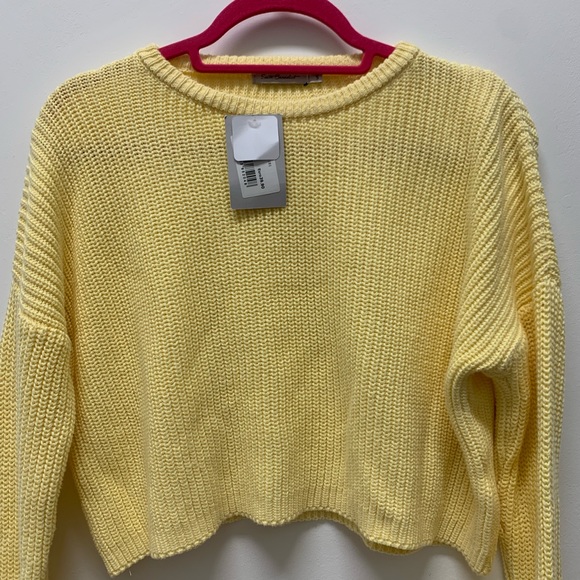 Yellow Knit Cropped Sweater - Picture 2 of 7